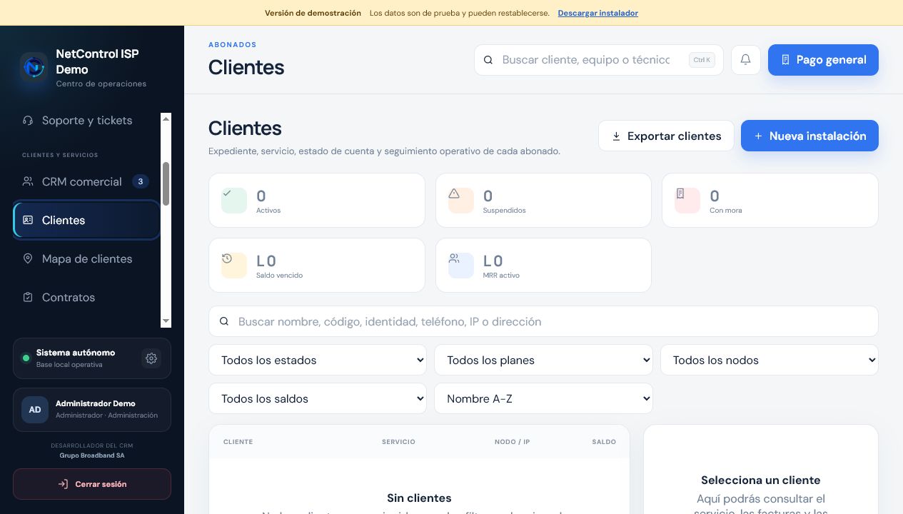 Módulo de clientes de NetControl ISP